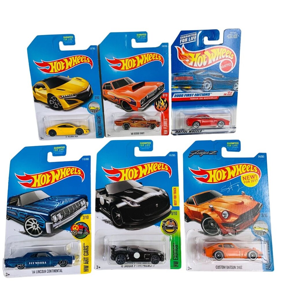 Hot Wheels Lot of 6 Die Cast Mattel Series Factory Fresh HW Art Exotics NEW